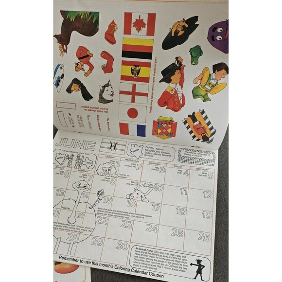 VTG USA 1982 Ronald McDonald Coloring Calendar World Map And Coupons Gag Gift - Picture 3 of 8